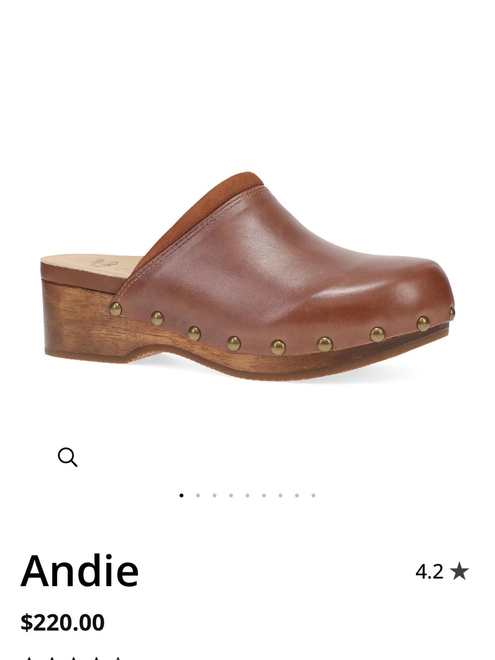 Dansko Andie 
$220 women size 37 US 6-6.5 gently used
Color Tan Calf Mule - Picture 3 of 16